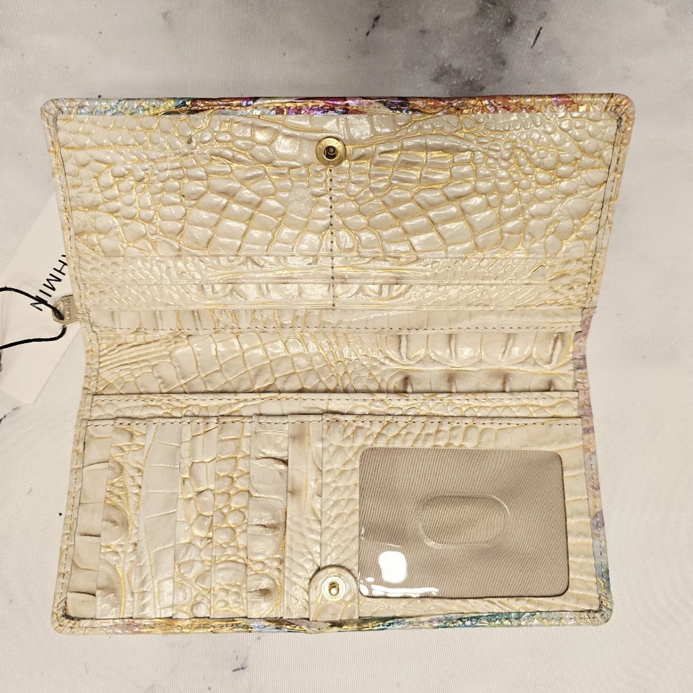 Brahmin Ady Bifold Wallet in Entice Ombre Melbourne Leather Pearlized Watercolor